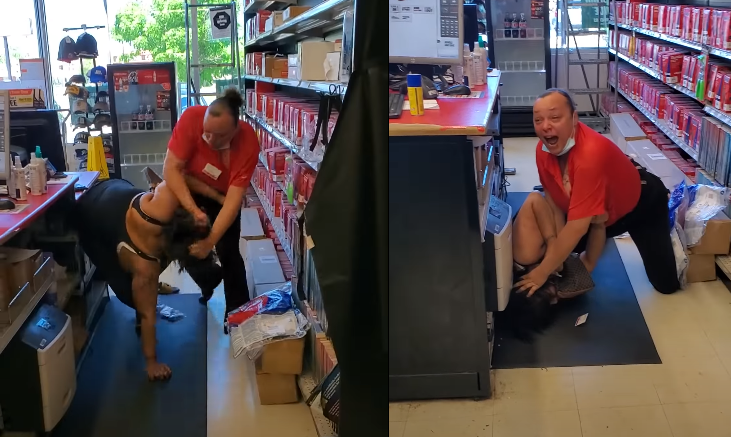A couple of men working in a store