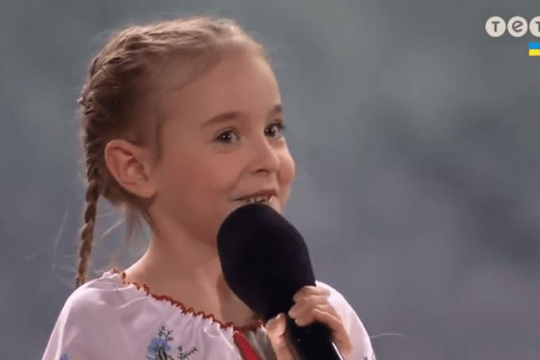 A girl with a microphone