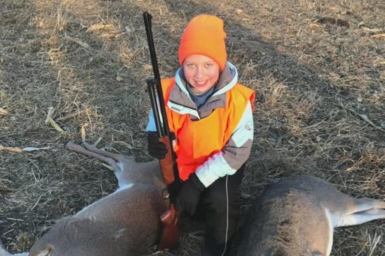 Girl hits two deer at once