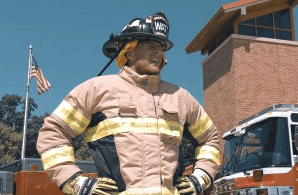 A firefighter in a firefighter uniform