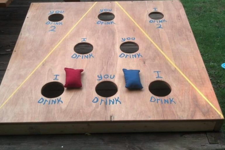 A board game on a wooden surface