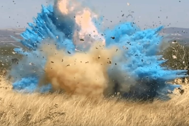 A large explosion in a field