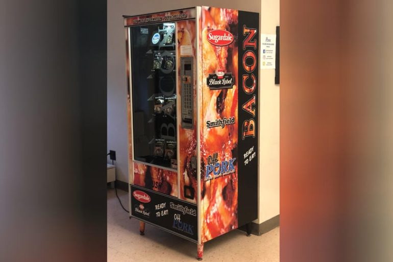 A vending machine with a menu