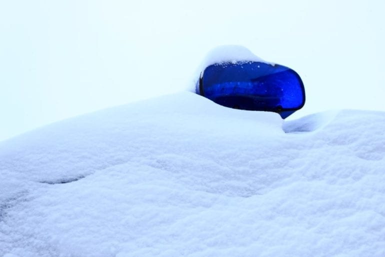 A person lying in the snow