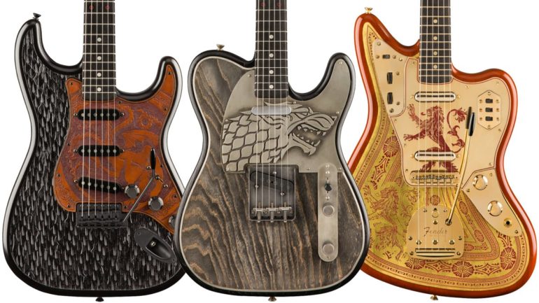 A group of guitars