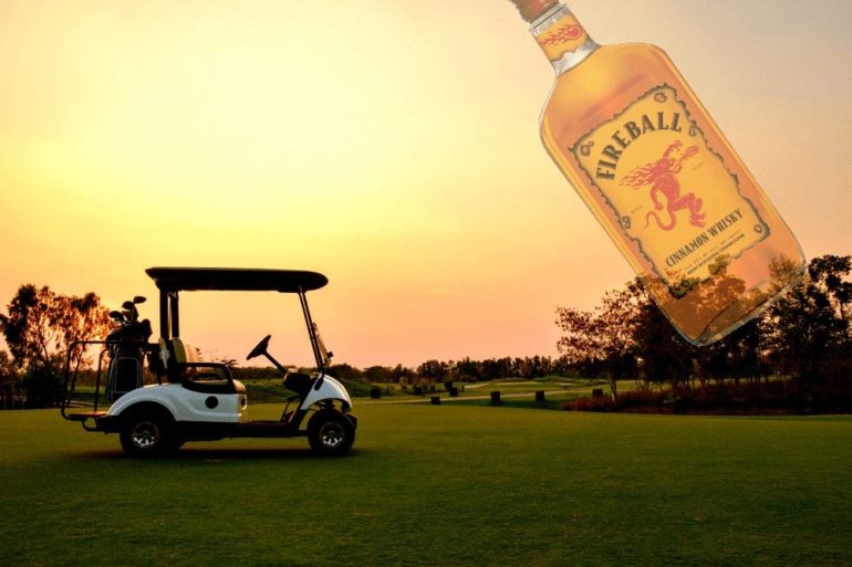A golf cart on a golf course