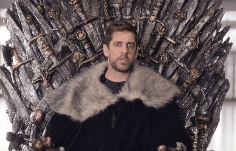 Aaron Rodgers in a room with lots of metal