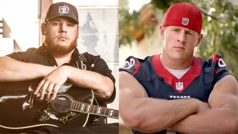 J.J. Watt, Luke Combs are posing for a picture