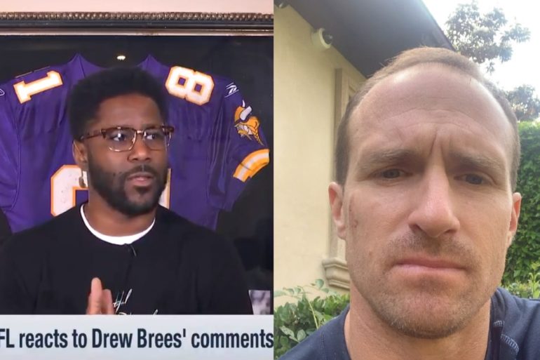 Drew Brees, Nate Burleson are posing for a picture