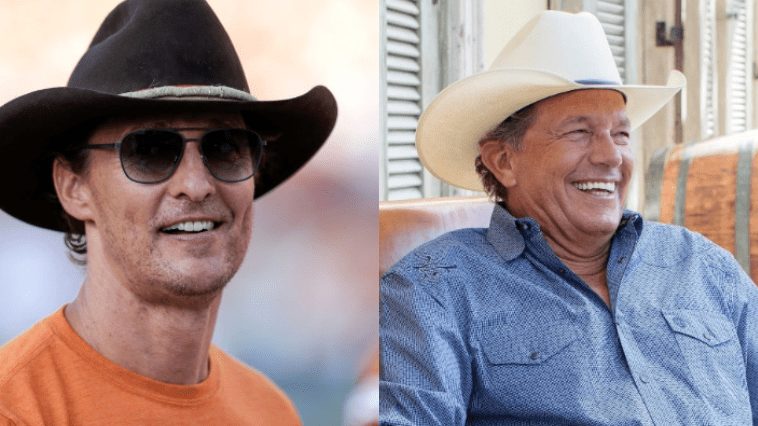 George Strait wearing a hat and sunglasses