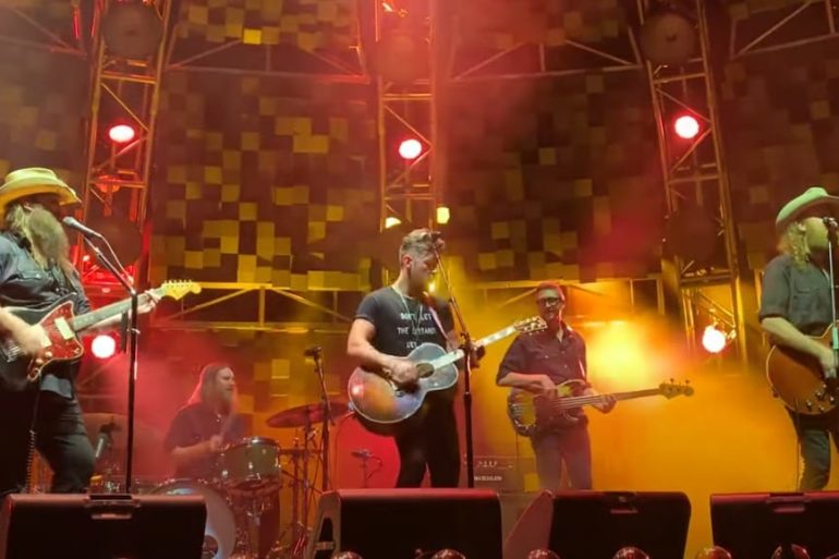 A band playing on a stage