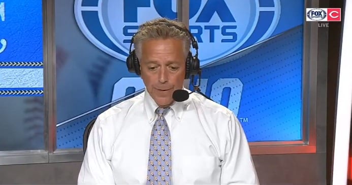 Thom Brennaman wearing a white shirt and a blue tie