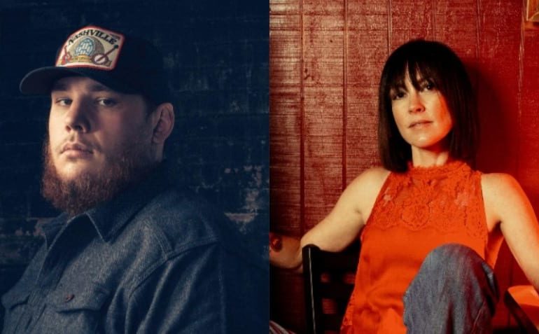 Luke Combs, Amanda Shires are posing for a picture