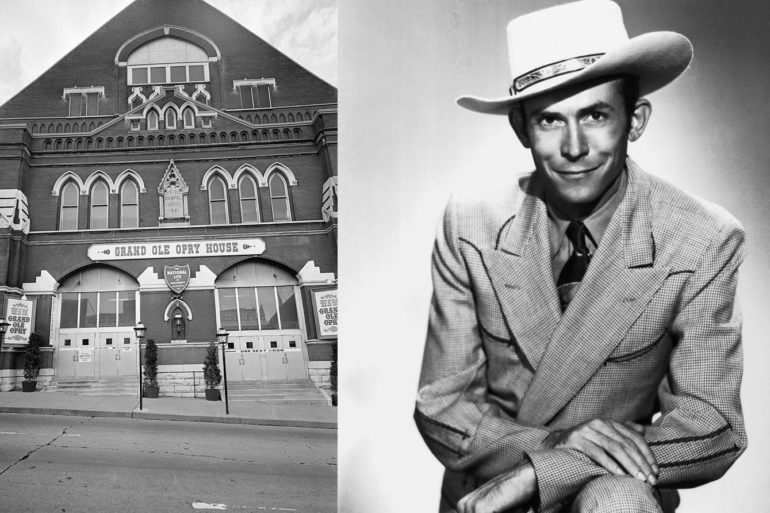 Hank Williams wearing a hat and a suit