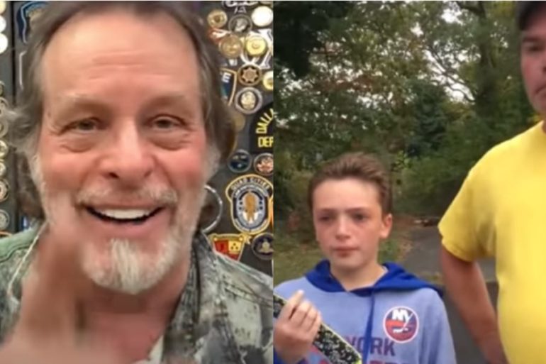 Ted Nugent smiling with two boys