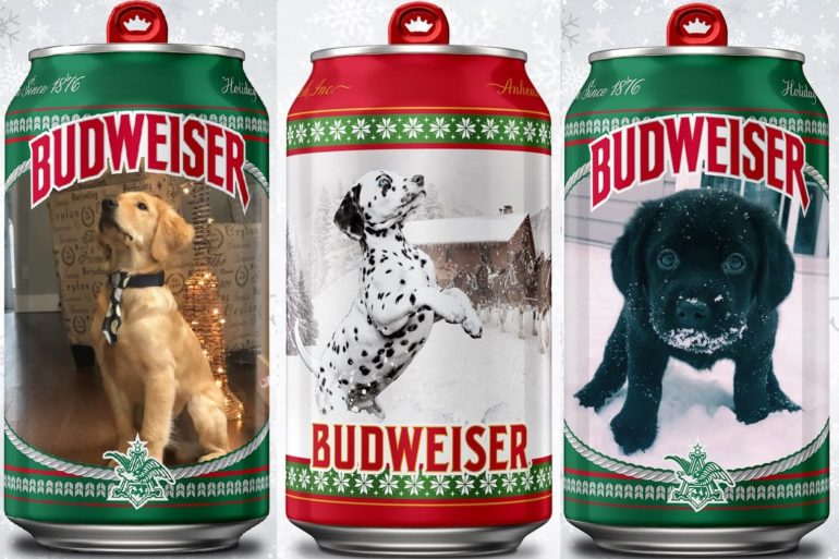 A group of cans with dogs in them
