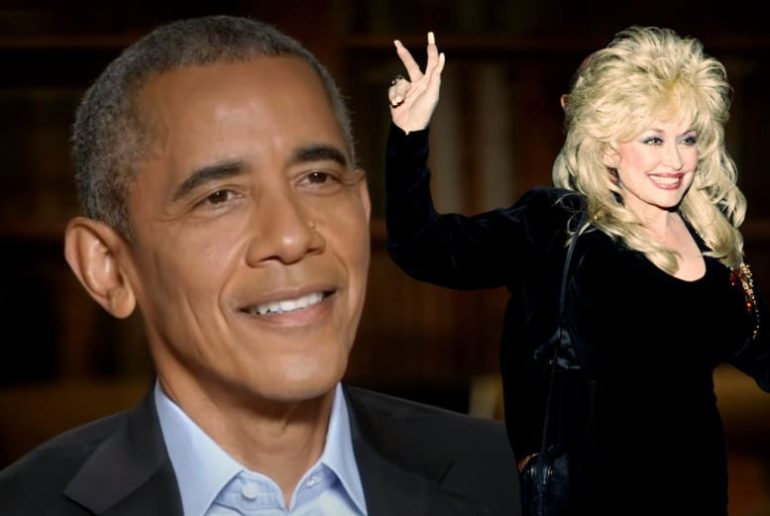 Barack Obama, Dolly Parton are posing for a picture