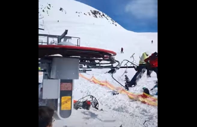 A ski lift with people on it