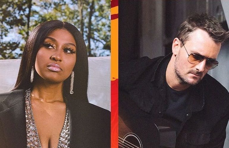 Jazmine Sullivan, Eric Church are posing for a picture