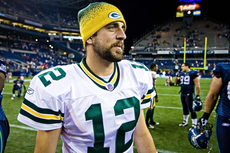 Aaron Rodgers in a sports uniform