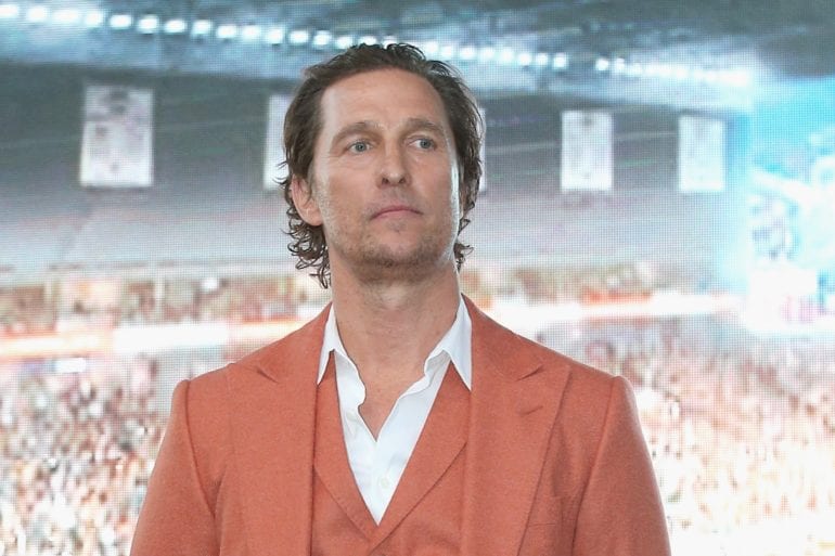 Matthew McConaughey in a red shirt