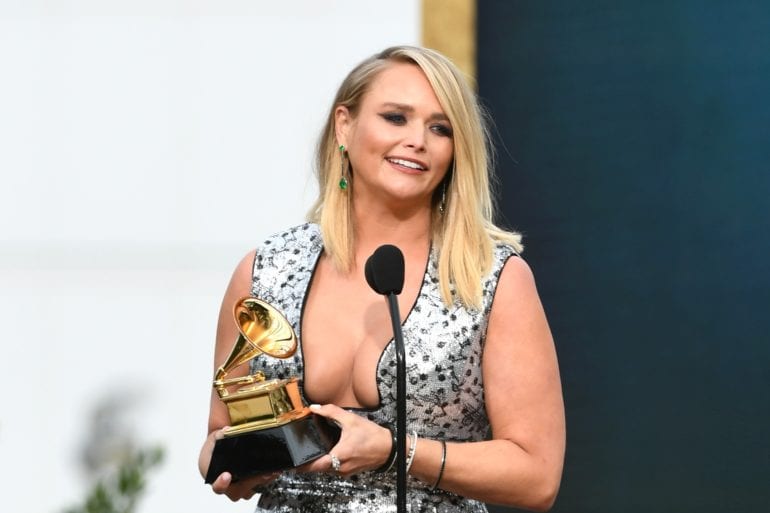 Miranda Lambert wearing a microphone