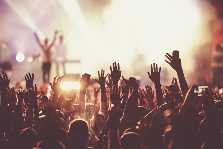 A crowd of people at a concert