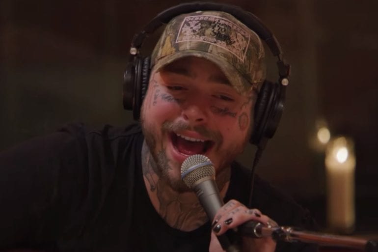 Post Malone with a microphone