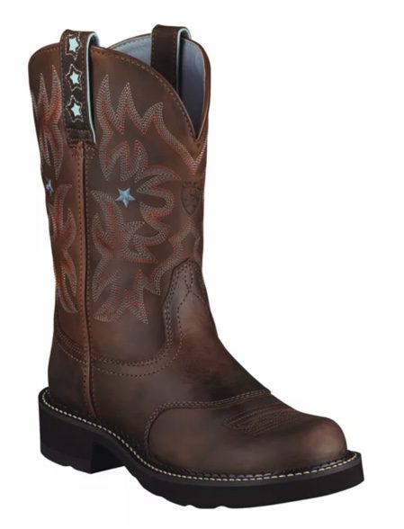 A brown boot with a star on the side