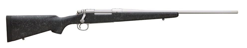 A black and silver rifle
