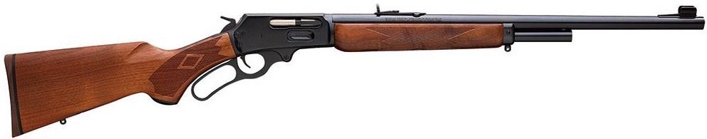 A brown and black rifle