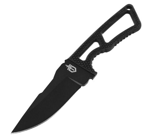 A black knife with a handle