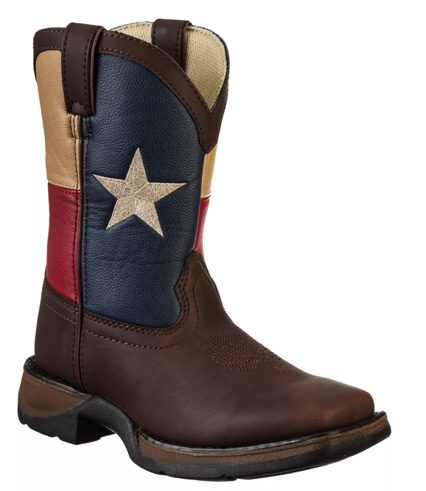 A brown boot with a star on the front
