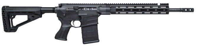 A black and silver rifle