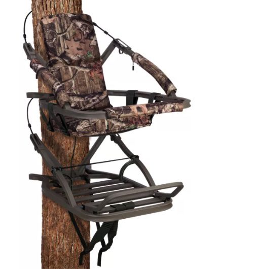 A sculpture of a person holding a chainsaw