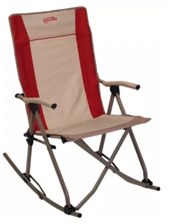 A red and white chair