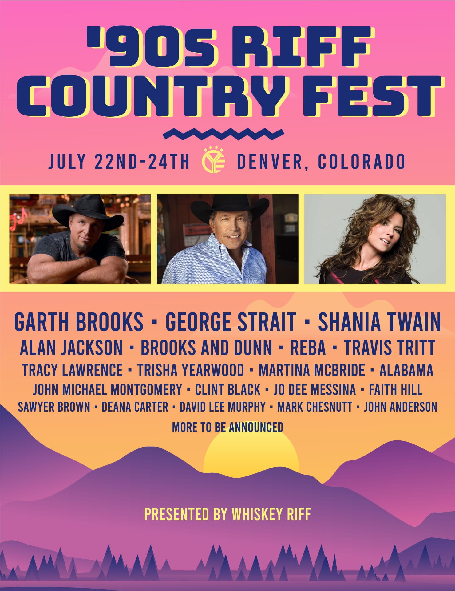 A poster with George Strait, Shania Twain, Garth Brooks in a boat