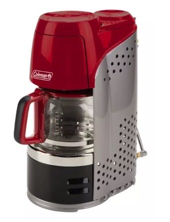 A red and white coffee machine