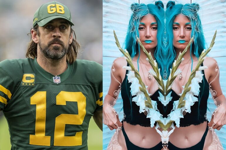 Aaron Rodgers and woman in costume