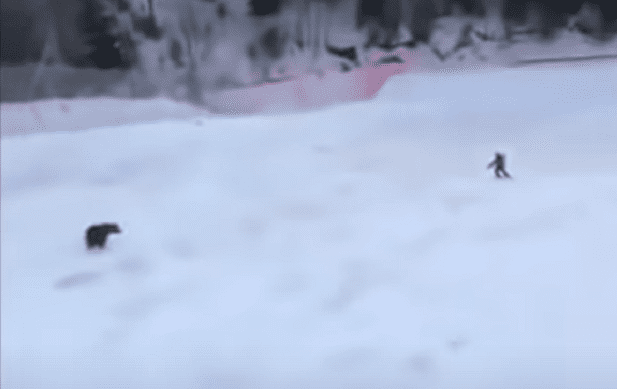 A person skiing down a mountain