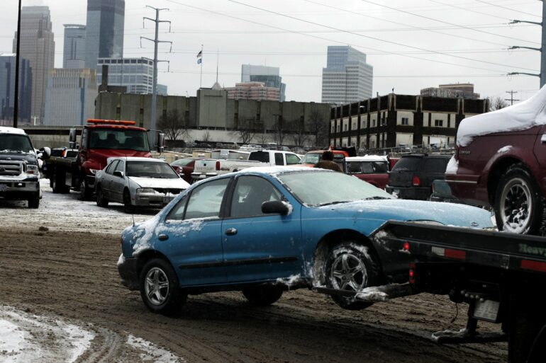 Car being towed