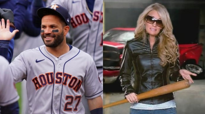 Jose Altuve and woman posing for a picture