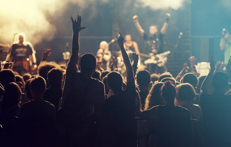 A group of people at a concert
