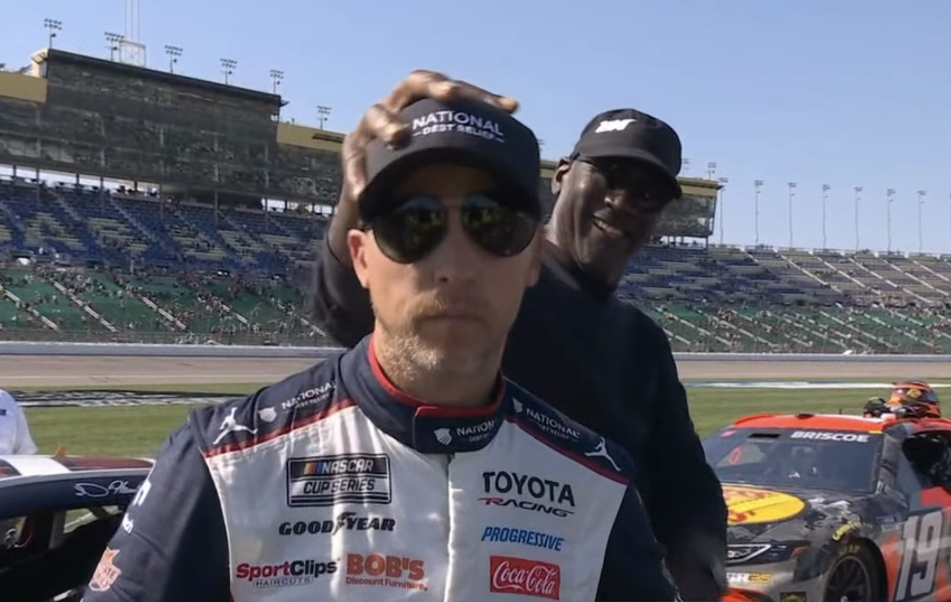Denny Hamlin Clearly Wasn’t In The Mood For Michael Jordan’s Trash Talk After Getting Beaten By His Own Team At Kansas