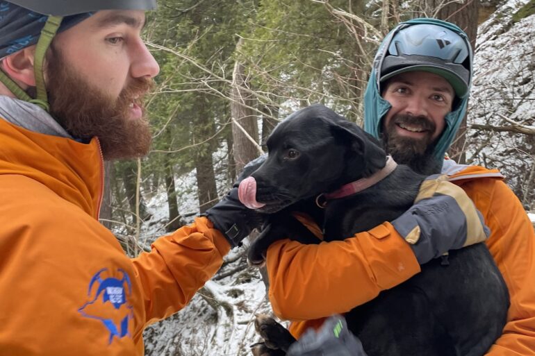 Puppy rescued off cliff