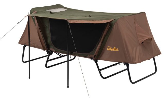 A tent with a black cover