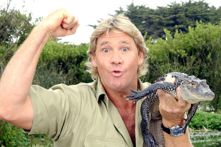 Steve Irwin holding a fish