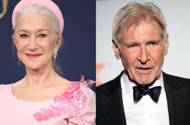 Harrison Ford, Helen Mirren are posing for a picture