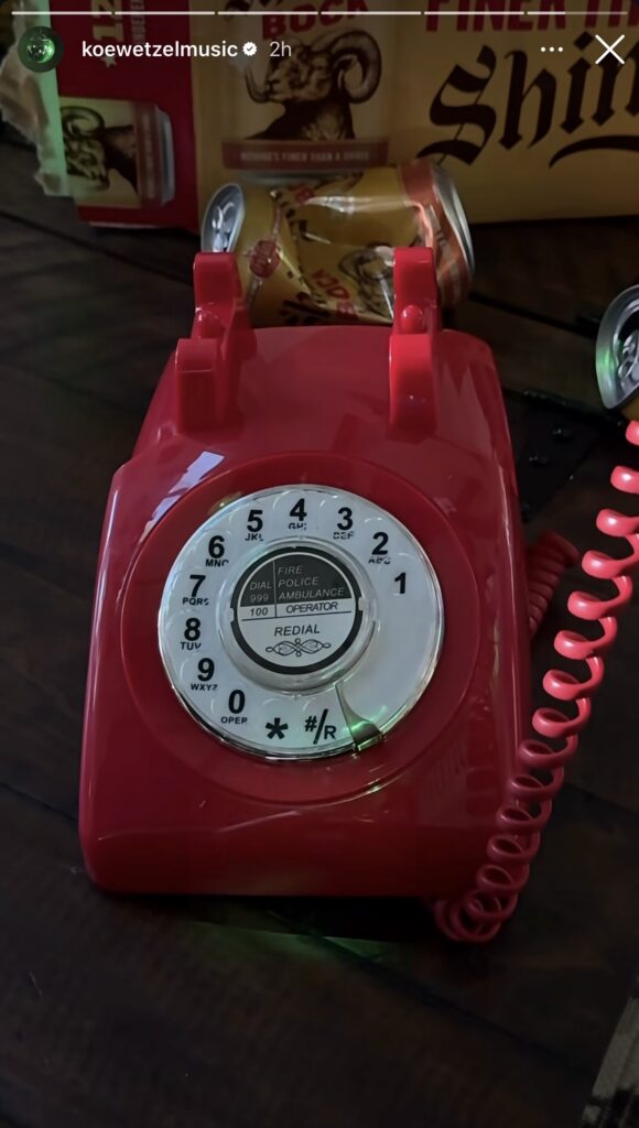 Koe Wetzel Shiner/Phone IG Story