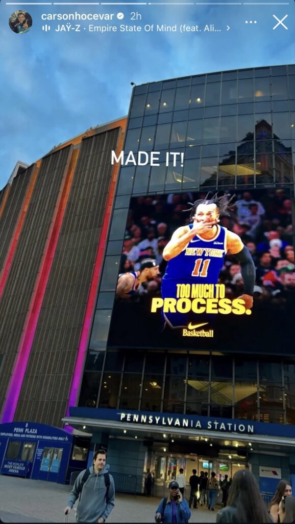 Carson Hocevar IG story at Madison Square Garden